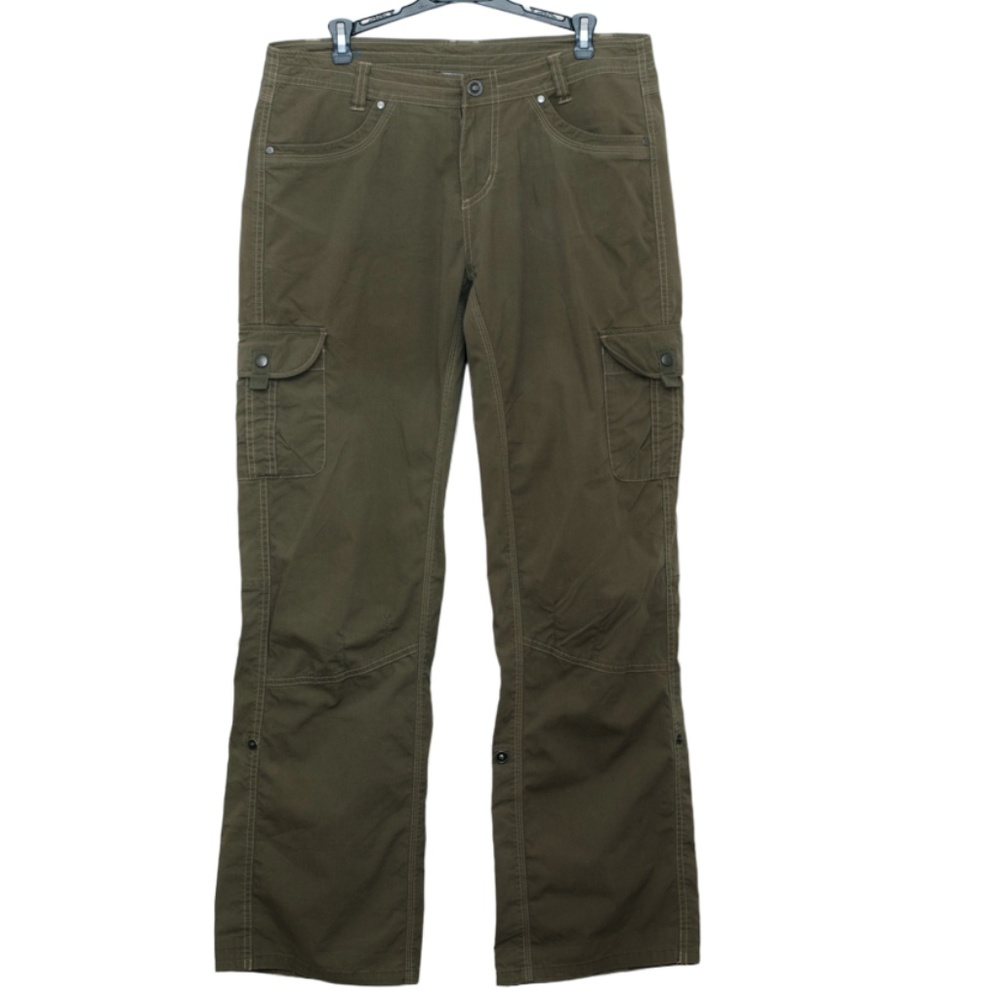 Khul Vintage Patina Dye Green Roll Up  Cargo Pants Size 10